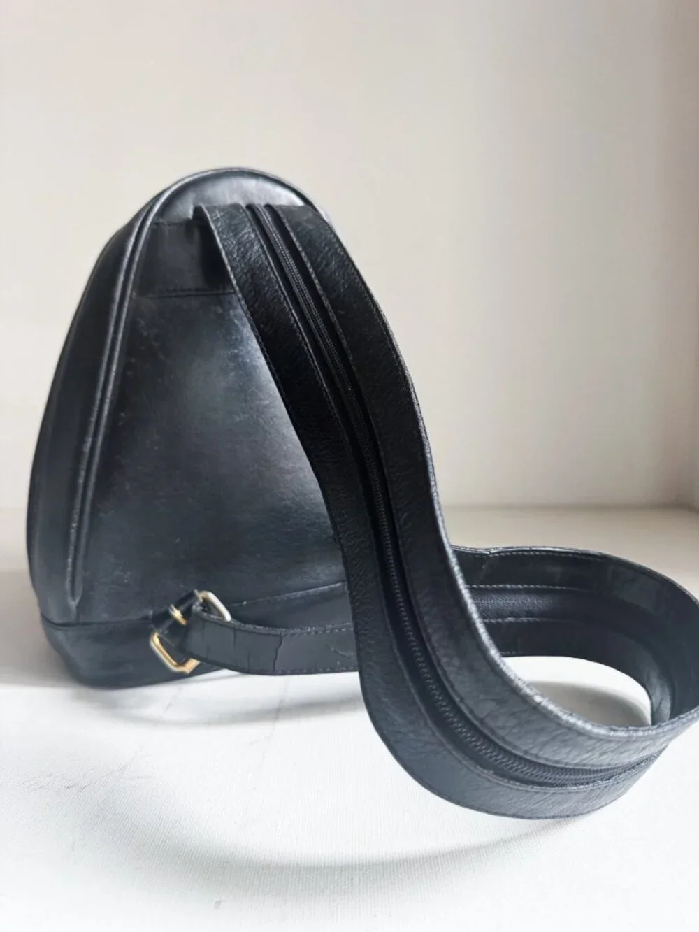 Vintage Joop Black Leather Small Convertible Backpack